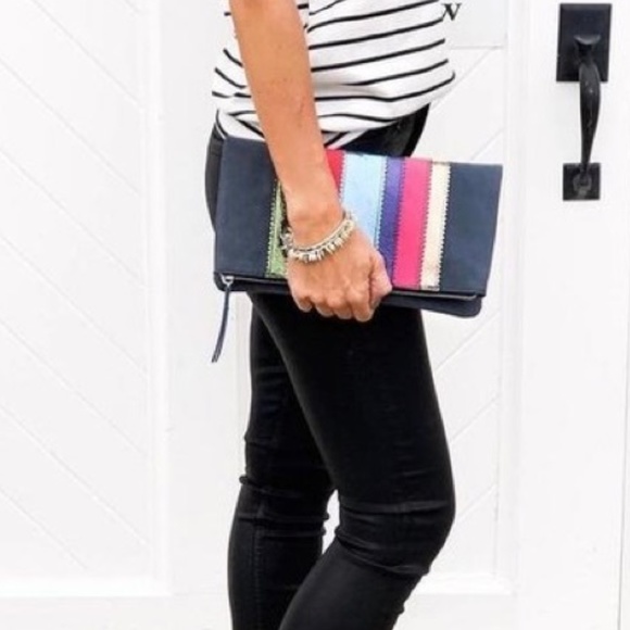 Stella & Dot | Navy / Multi Colored Metallic Clutch Retired - Picture 4 of 10